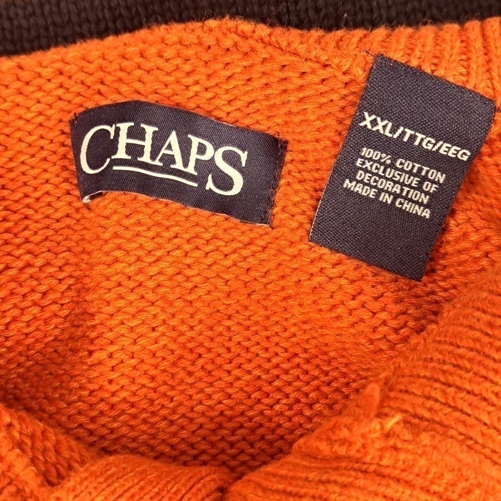Chaps Ralph Lauren 1/4 button orange & blue stripped 2XL casual preppy sweater - Picture 5 of 5
